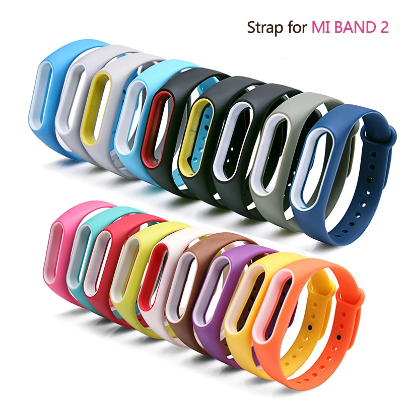 Двойной цвет mi band 2 аксессуары xiomi ремешок замена силиконовый для xiaomi mi2 pulseira