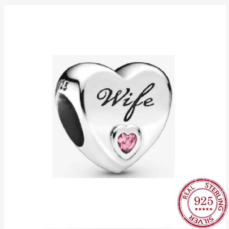

925 sterling Silver Love heart Charm bead fit Women Bracelet&necklet Gift Fit Original Pandora Bracelet Necklace Woman Jewelry