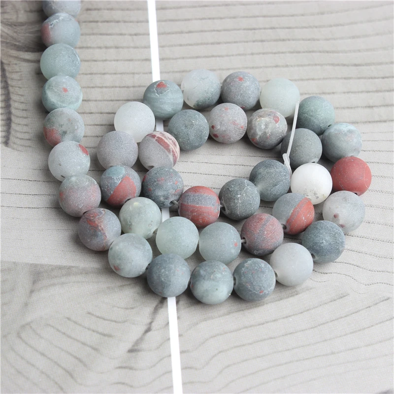 

Linxiang Natural jewelry dull polish African snow stone loose beads 4/6/8/10 mm DIY Bracelet Necklace Accessories