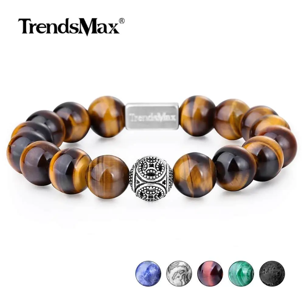 10 мм браслет из бисера в виде Тигрового Глаза для женщин и мужчин натуральный