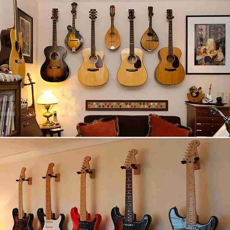 

1pc High-quality Portable Wooden Guitar Wall Hanger Hook Durable Bass Acoustic Electric Guitar Holder Guitar Parts Accessories