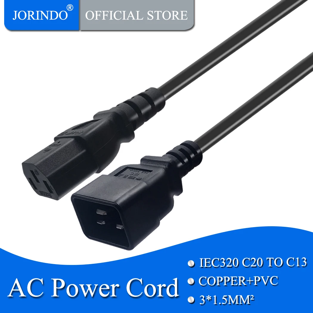 JORINDO 1 8 м/5 9 футов расширение кабеля питания IEC320 C14 к C20 3 pin C13 Кабель адаптер