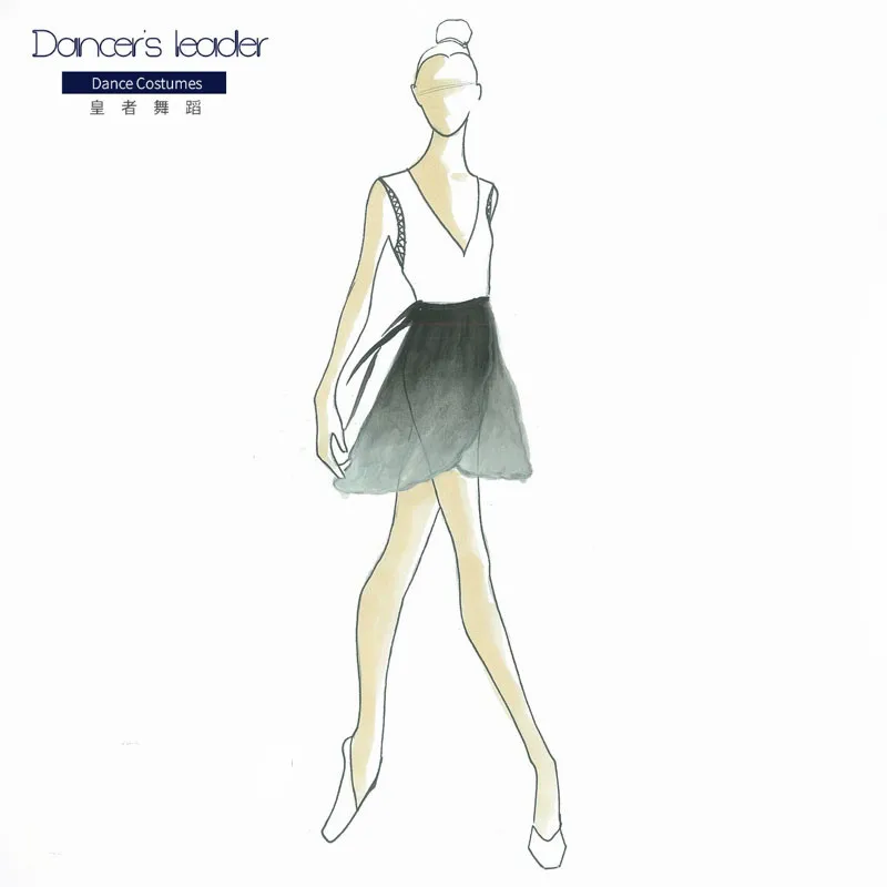 

Ballet skirt gradient ballet dance rehearsal dance skirt practice basic training half skirt teacher skirt elastic tie skirt