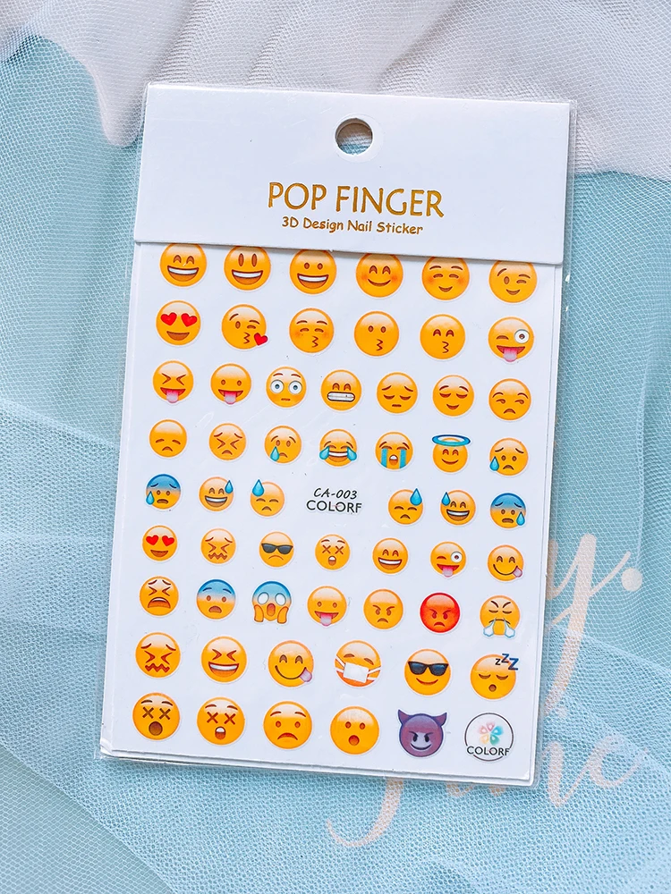 Смайлик наклейки для ногтей желтые милые смайлики корейские девушки слайдеры