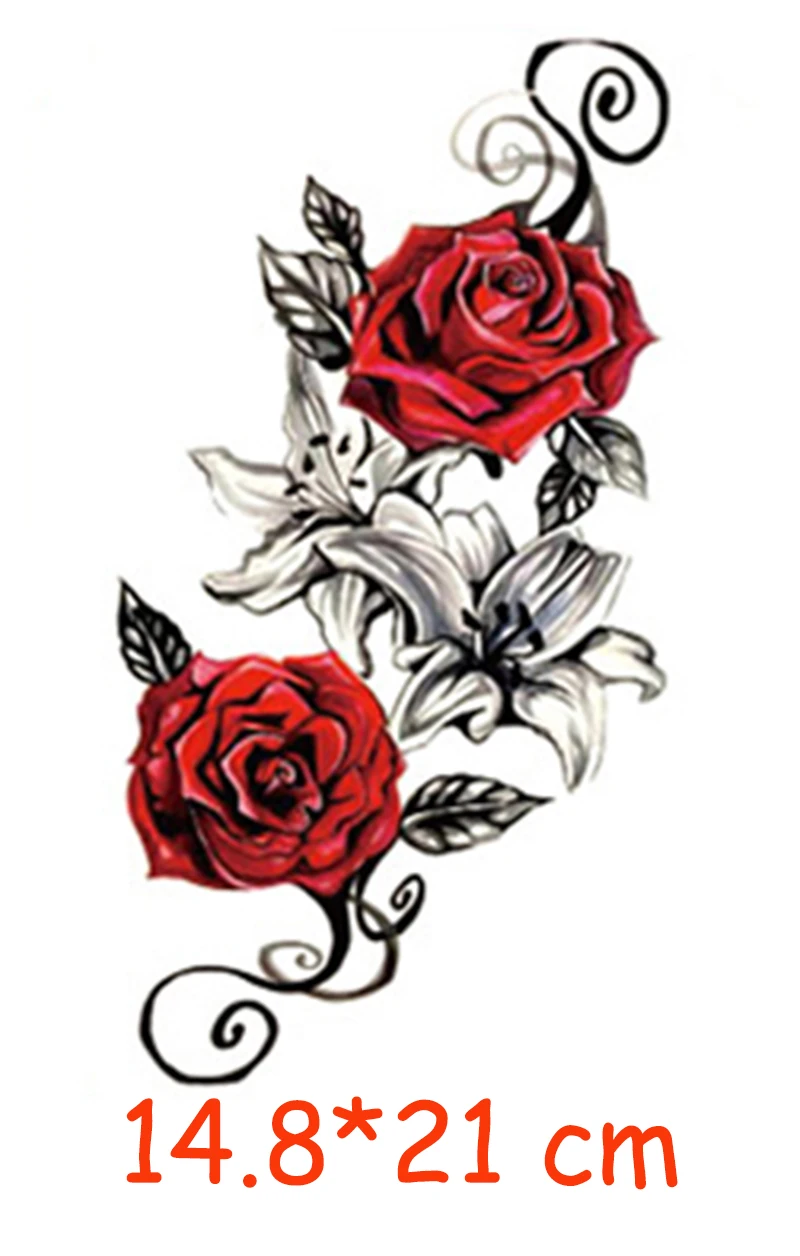 Водонепроницаемая Временная тату-наклейка красная роза цветок тату Водная