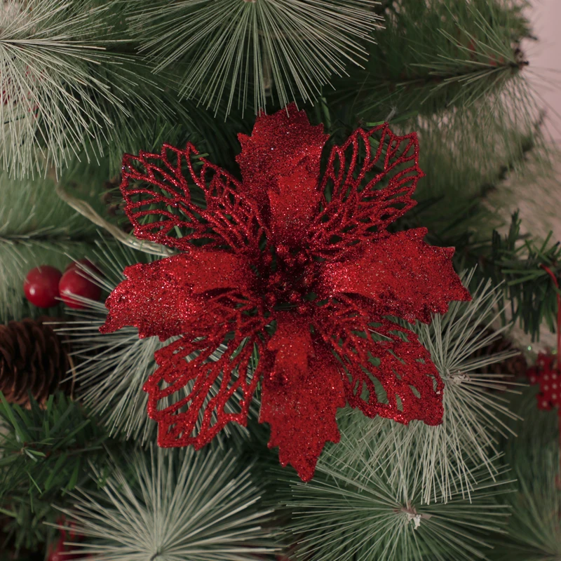 Искусственные Рождественские цветы поддельные украшения для рождественской