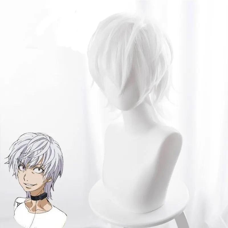 Фото Парик Toaru Majutsu No Index ускоритель, косплей, для мужчин, мальчиков, 30 см, короткий прямой, аниме, термостойкий, синтетические волосы, белый №4