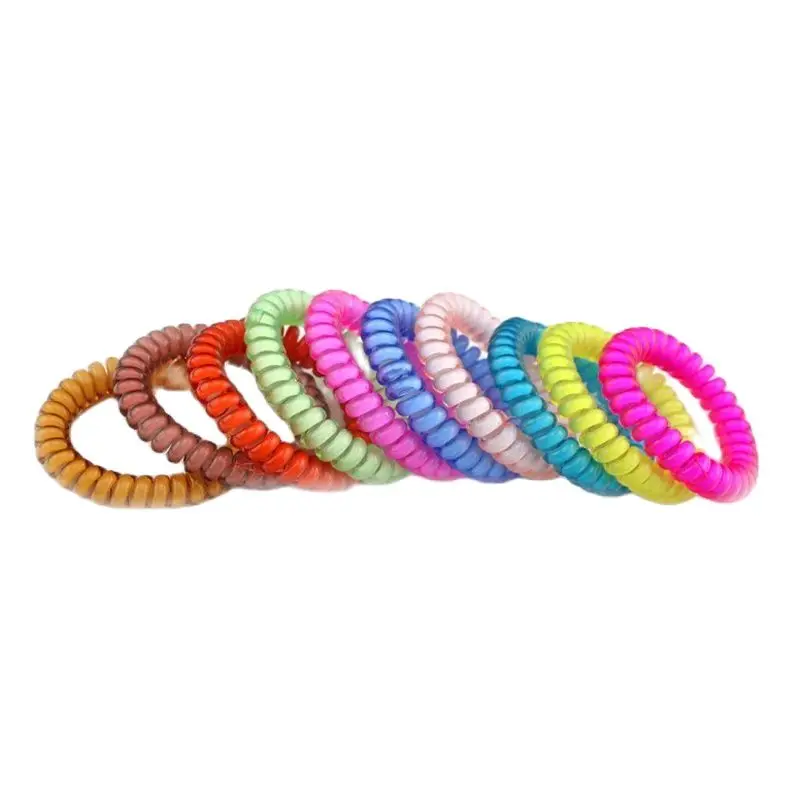 

4.5cm Lots 10pcs Scrunchie Popular Korean Candy Color Telephone Wire Style Elastic Band Rope or Bracelet for Women