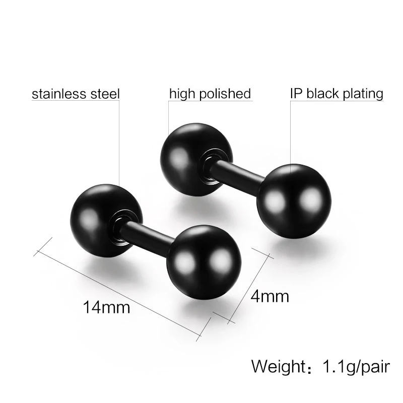 Модные мужские серьги-гвоздики из нержавеющей стали круглые сережки с шаром для