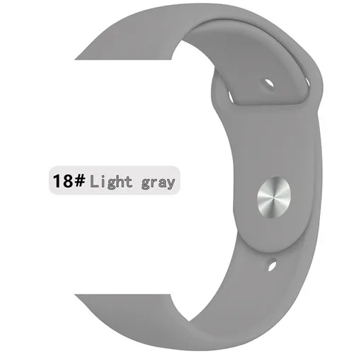 Light gray 18 Новые спортивные силиконовые часы для apple watch band 4 44 мм 40 мм(iwatch 5) apple watch 3 2 1 42 мм 38 мм аксессуары для наручных браслетов - Цвет ремешка: Light gray 18