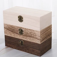 new retro jewelry box desktop natural wood clamshell storage hand decoration wooden box postcard storage box