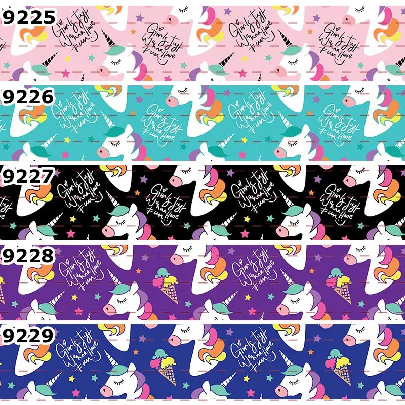 10 ярдов-Различные размеры-новая мультяшная лента с принтом в виде единорога