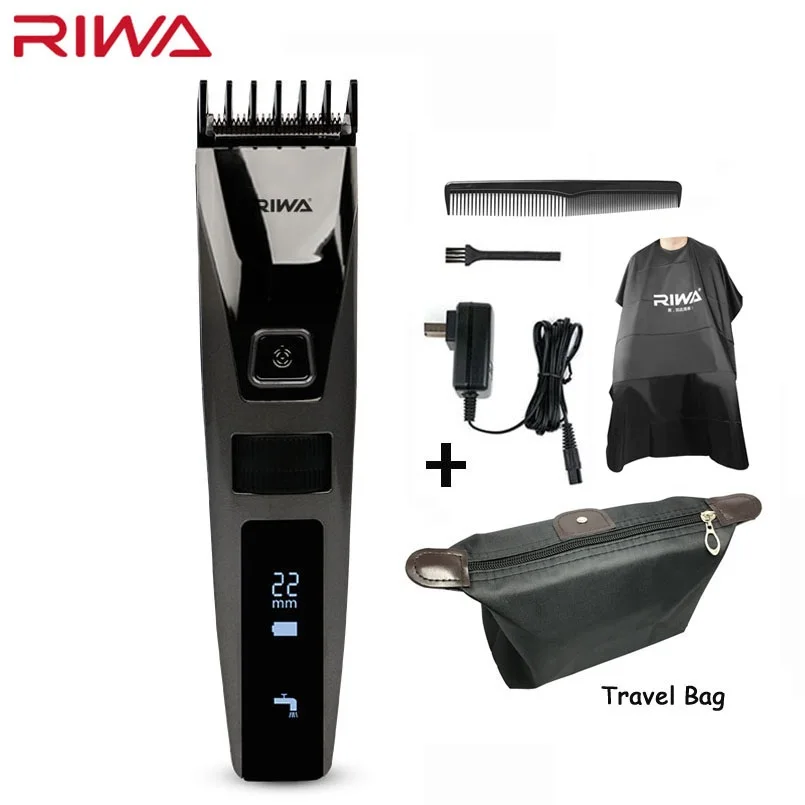 Clipper with Bag Riwa K3 профессиональная машинка для стрижки волос одна Встроенная расческа перезаряжаемая Водонепроницаемая Мужская машинка для стрижки волос беспроводной ЖК-дисплей - Цвет: Clipper with Bag