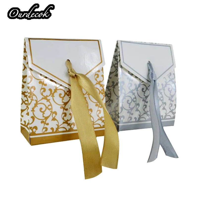 100 шт. роскошные золотые или серебряные коробки для свадебных сувениров золотая