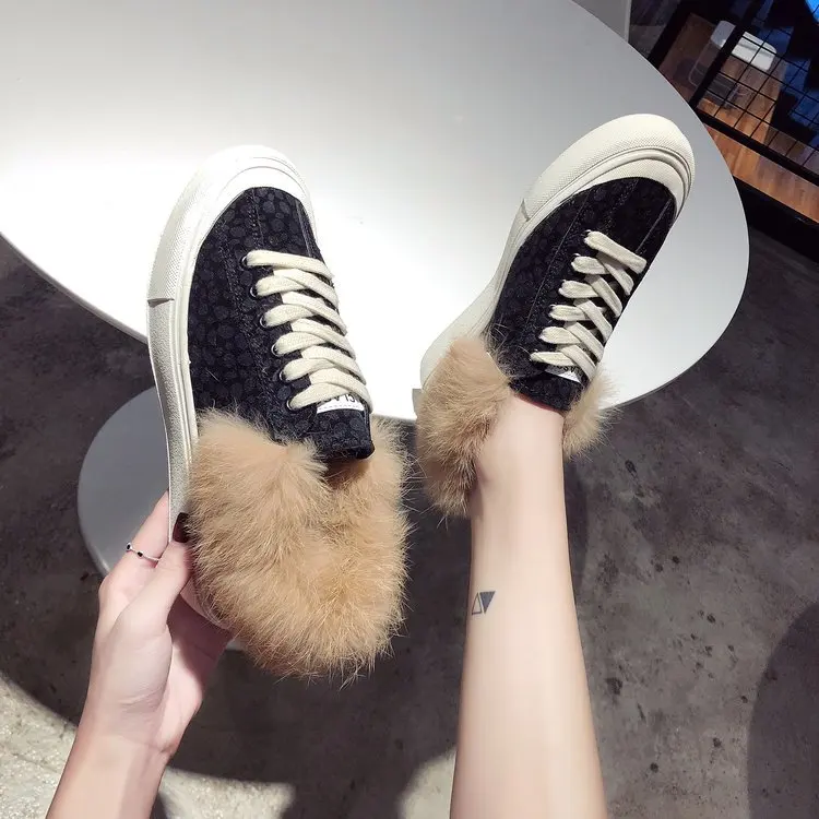 Женская обувь женские зимние ботильоны леопардовые кроссовки с кроличьим мехом