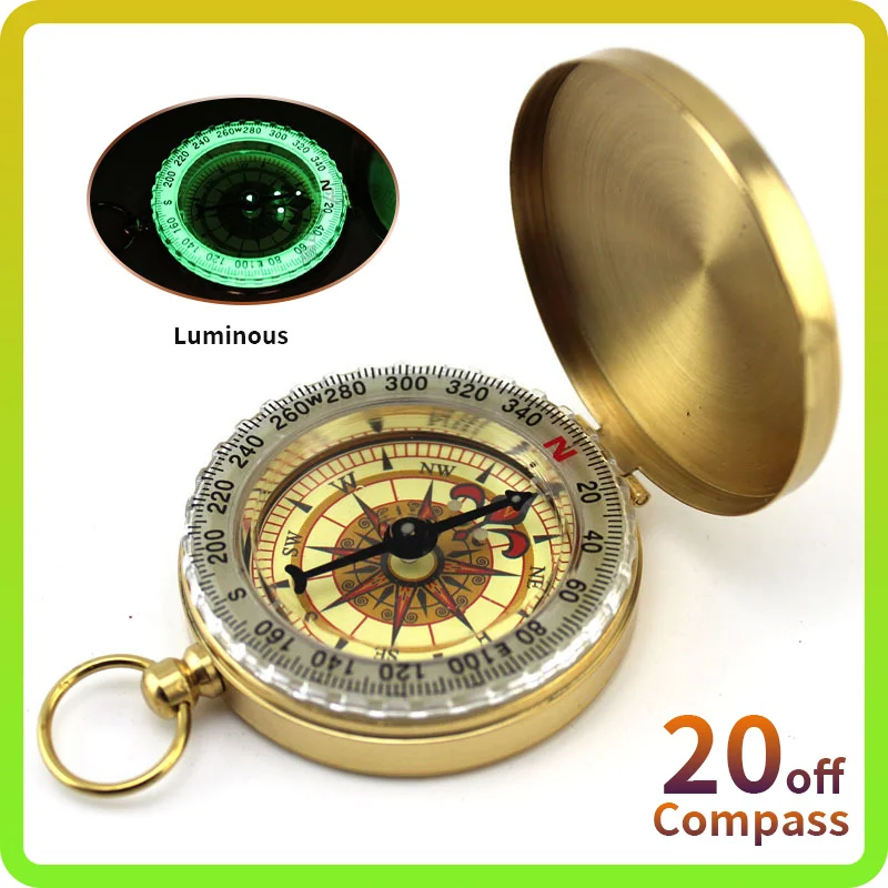 

Luminous Compass Multi-tool Outdoor Hanging Buckle Car Camping Hiking Practical Survival Point Out The Direction for Traveling