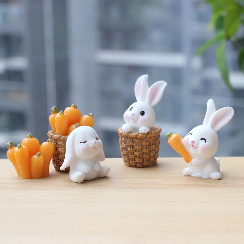 Миниатюры BAIUFOR Мультяшные фигурки животных морковь милый кролик сделай сам