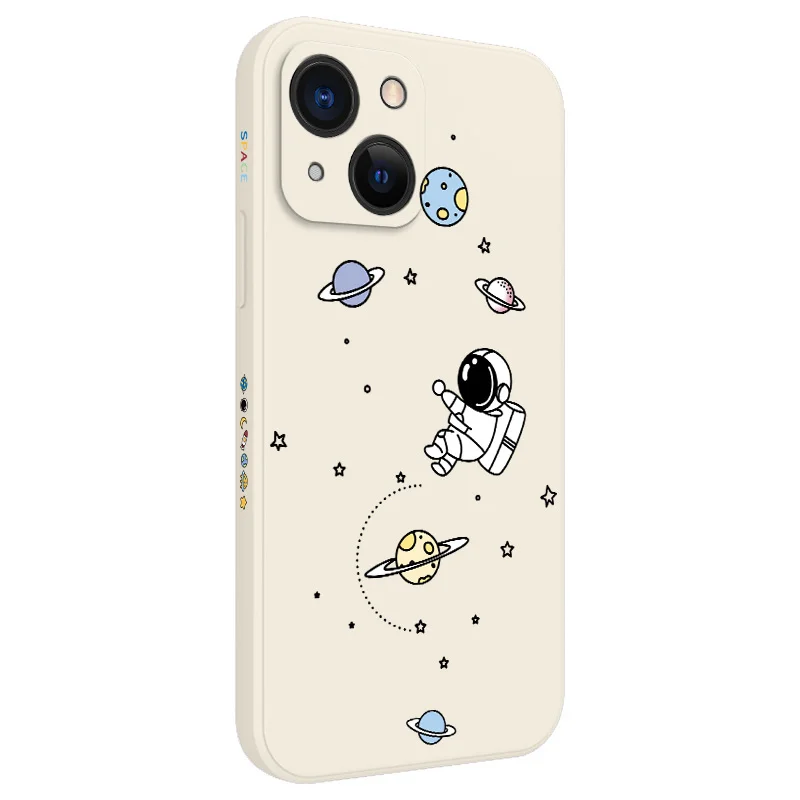 

Happy Astronaut Shockproof Case For iPhone 13 12 Pro Max Mini 11 Pro Max X XR XS MAX SE2020 8 7 Plus 6 6S Plus Phone Back Cover