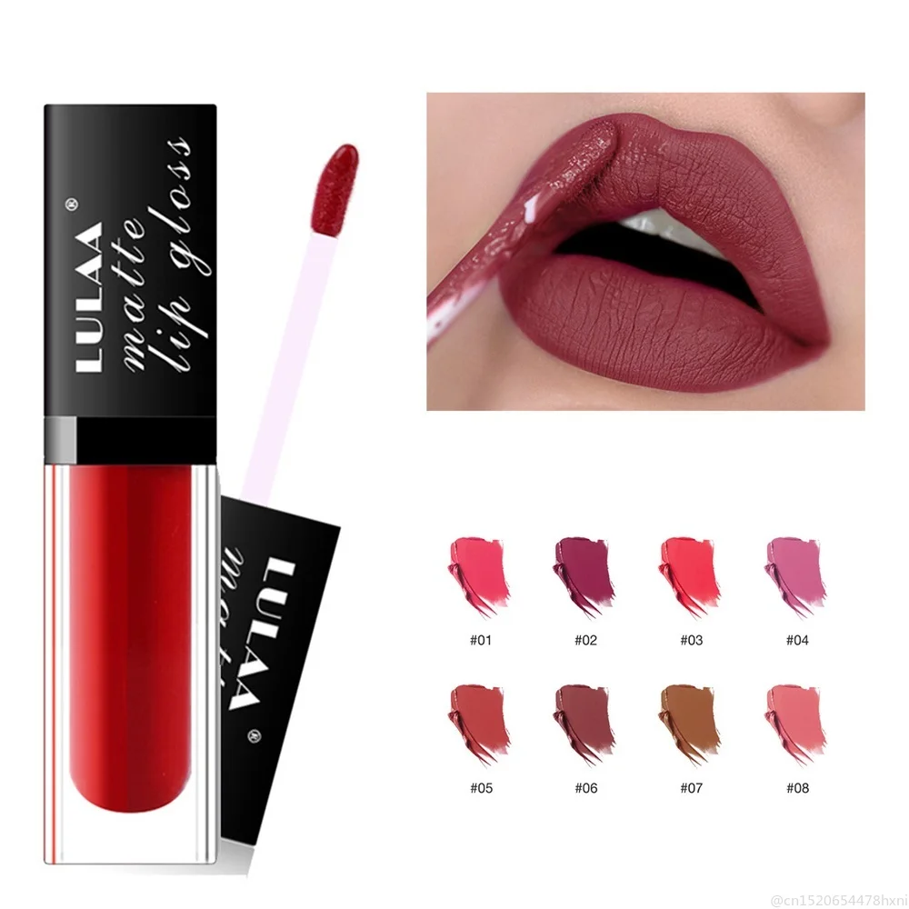 Жидкий матовый блеск для губ LULAA стойкий водостойкий пигмент антипригарная