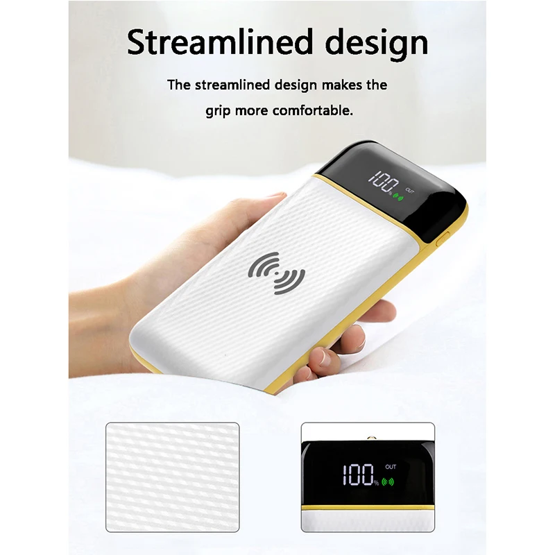 Быстрая зарядка Беспроводная зарядка power Bank 20000 мАч внешняя батарея портативное зарядное устройство для мобильного телефона универсальное зарядное устройство 2 USB