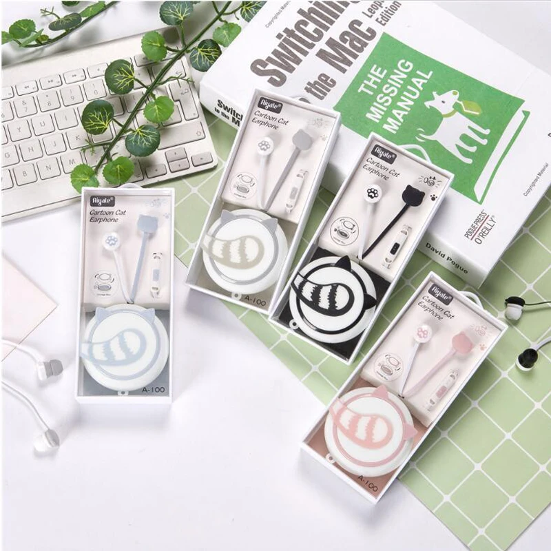 Котенок милый мультфильм наушники &quotКошка&quot красочные вкладыши 3 5 мм мини сумка