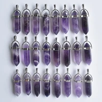 fahsion bestselling natural stone charms hexagonal healing reiki point pendants for jewelry making 24pcslot wholesale free