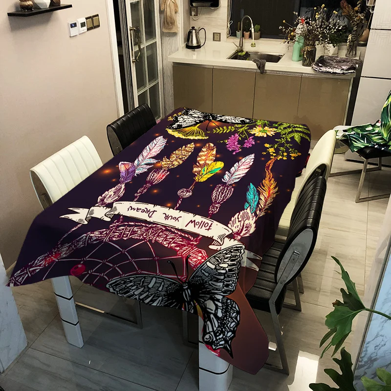 

Printed dark totem washable decorative household waterproof tablecloth
