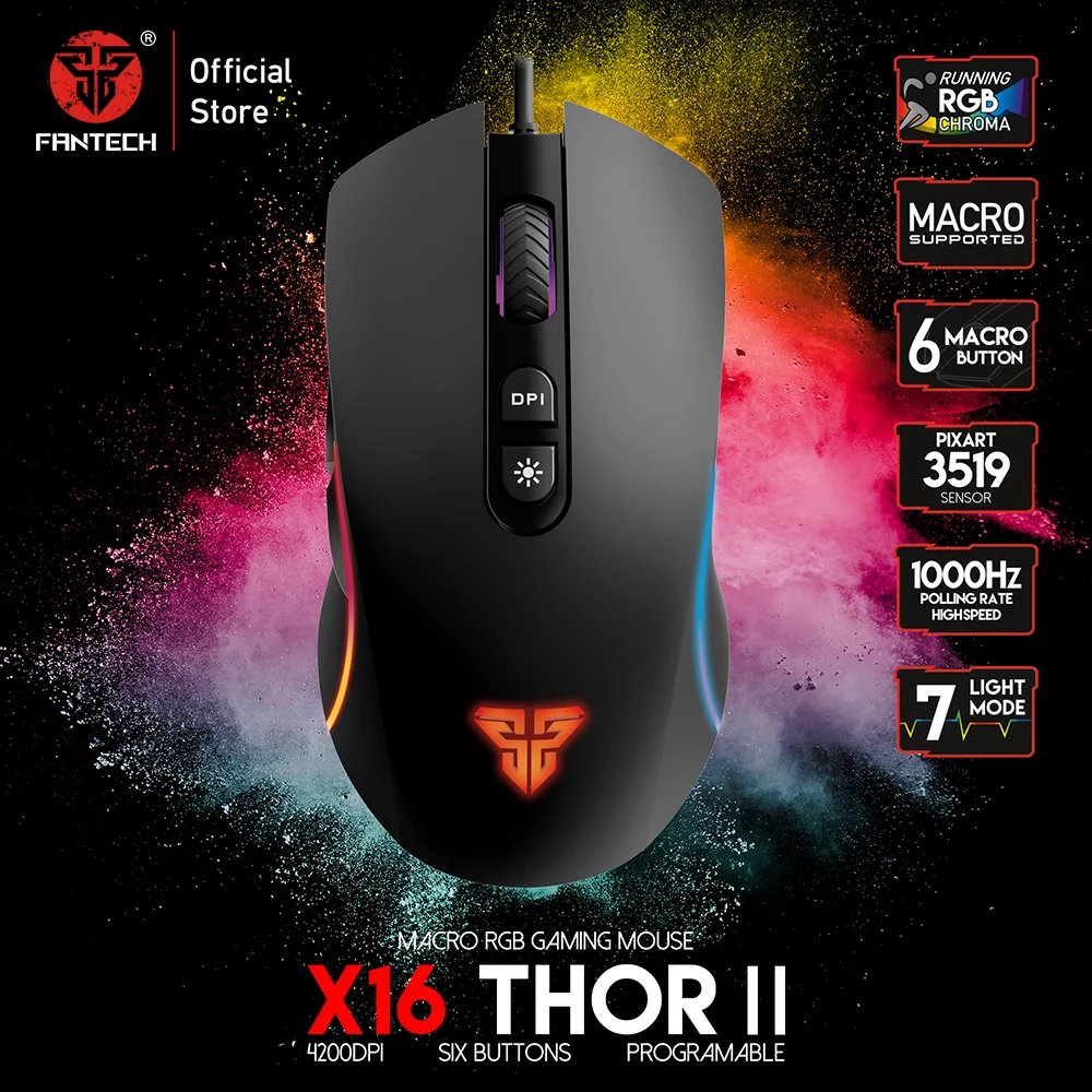 Профессиональная игровая мышь FANTECH X16 эргономичная для макросъемки 4200DPI 6 кнопок