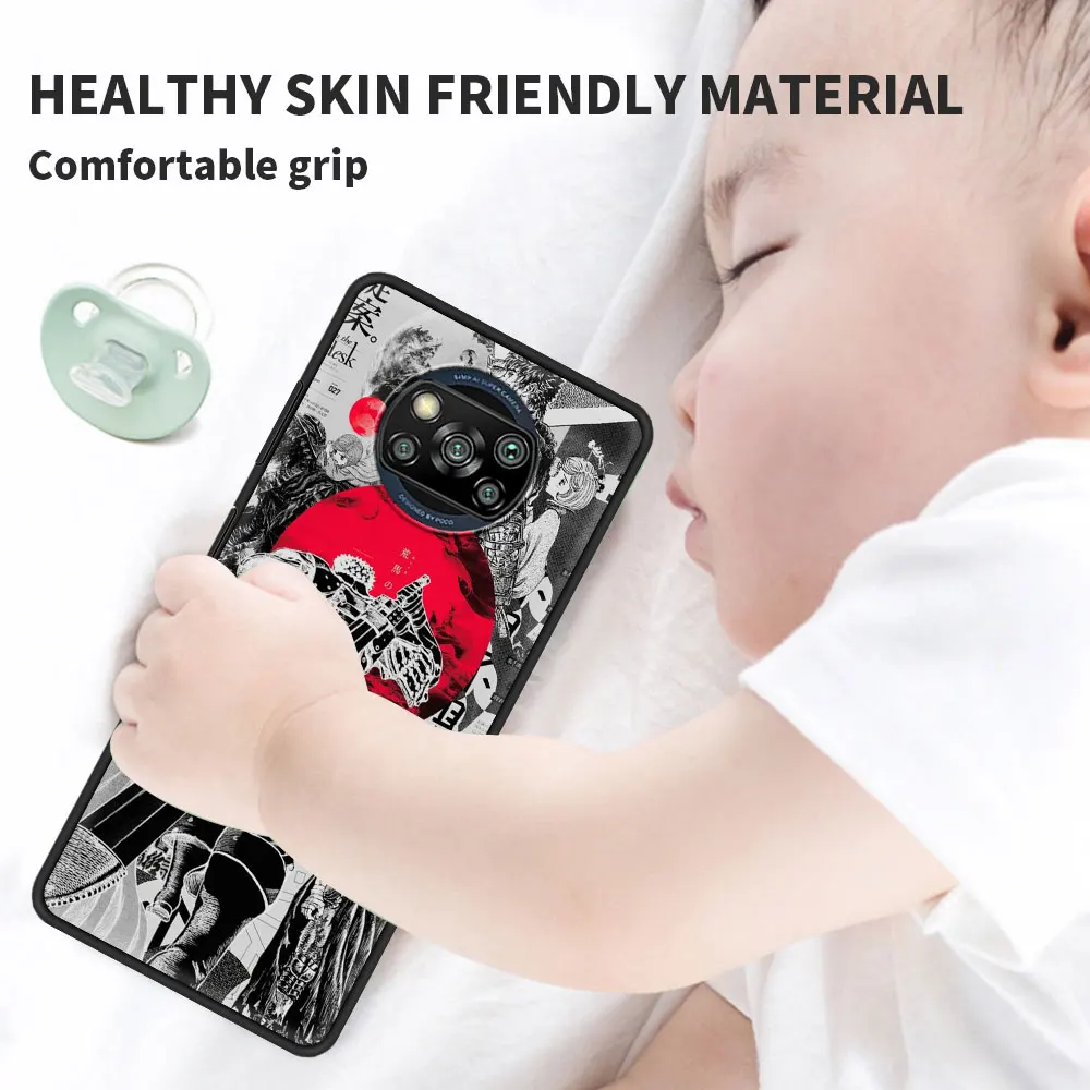 black case for xiaomi mi poco x3 nfc 10t pro 5g 9t m3 11 note 10 lite ultrathin soft coque phone cover t23 berserks guts anime free global shipping