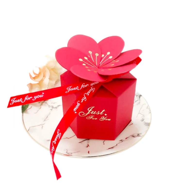 

50pcs Petal Chocolate Candy Boxes Small Cardboard Box Wedding Card Box Decoration Party Supplies