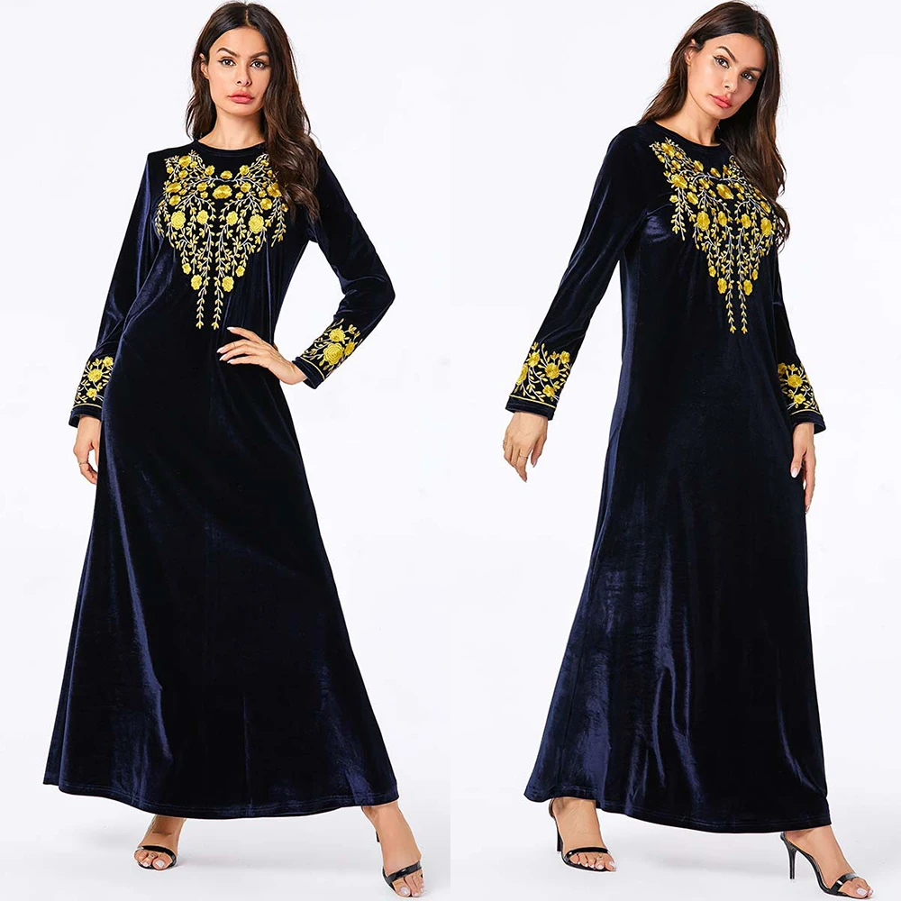Бархатный халат djellaba femme caftan marocain кафтан абайя в арабском стиле Дубай Бангладеш хиджаб вечернее платье индонезийский Ислам Абая