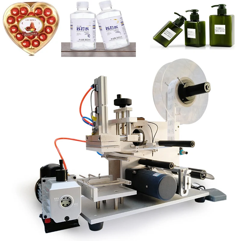 

Semi Automatic Labeling Machine Round Bottle Packaging Label Applicator Date Printer Adjustable Labeler