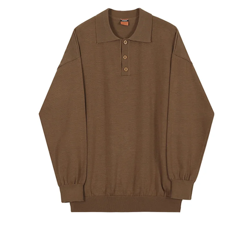 

Мужская трикотажная рубашка-поло, повседневная универсальная Базовая рубашка-поло с длинным рукавом, большие размеры, 9Y4235, на осень