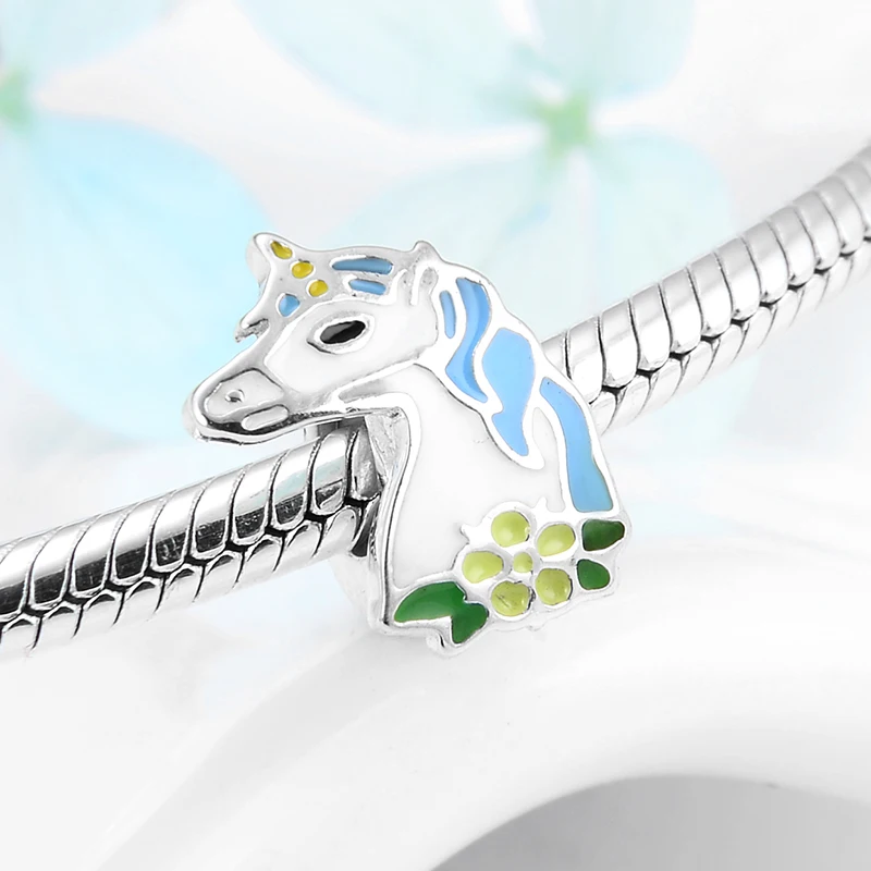 925 стерлингового серебра прекрасный Сика Олень Эмаль прокладка пробки Бусины