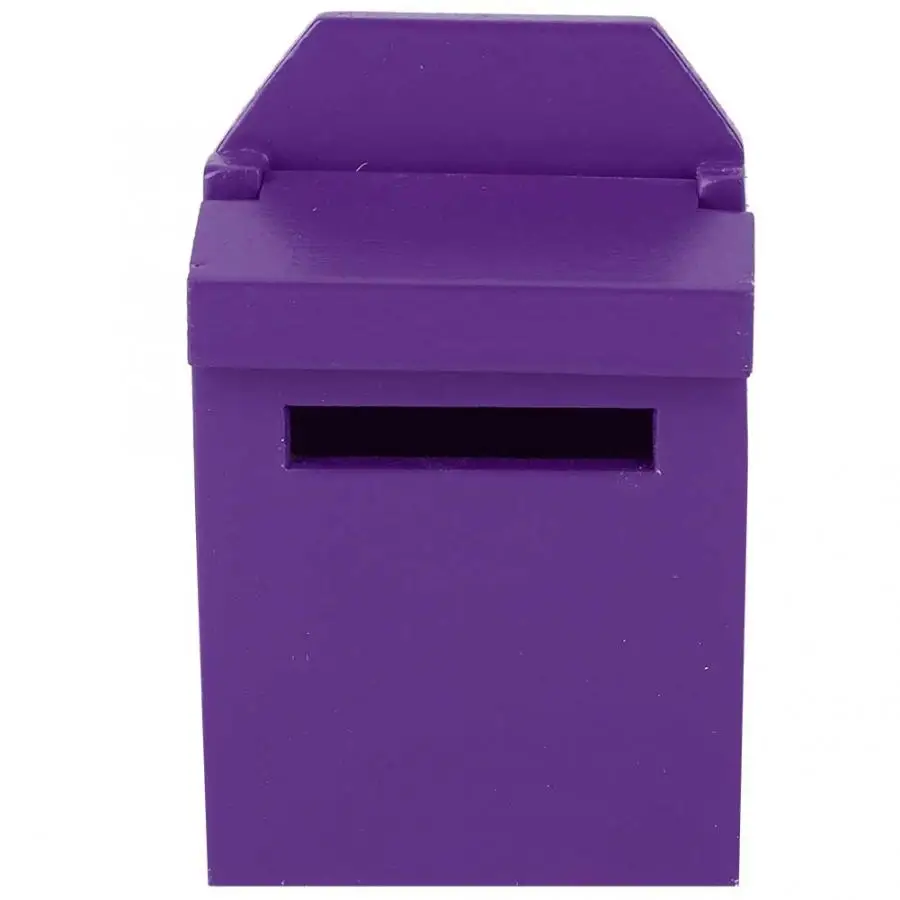 Purple Mailbox 1:12 моделирование Кукольный дом миниатюрный деревянный кукольный домик с мебелью аксессуары игрушки деревянная дверь почтовый ящик детская комната для детская игрушка - Color: Purple Mailbox