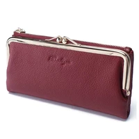 wr womens leather wallet classic fashion long clutch large capacity coin purse retro large capacity buckle wallet card case