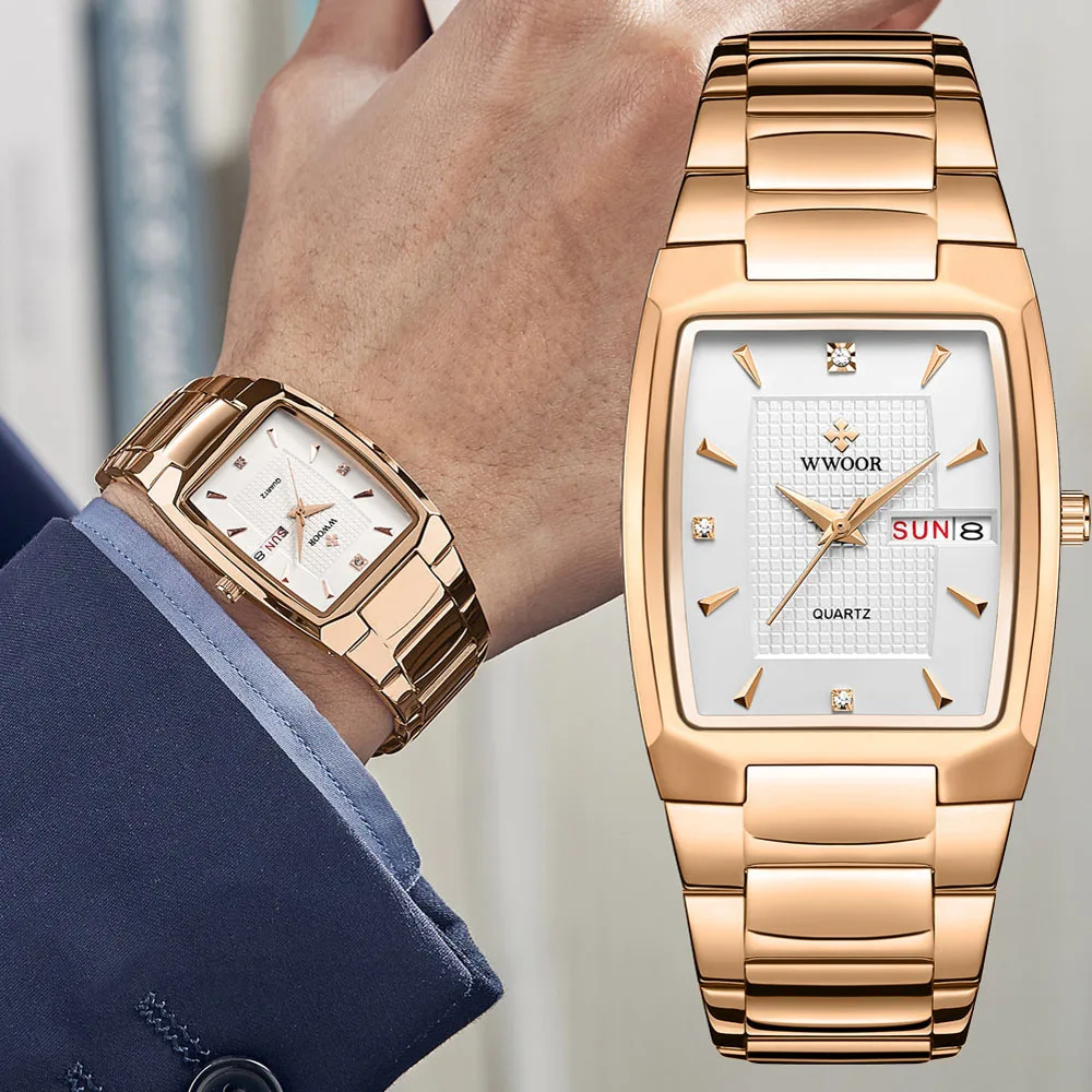 

WWOOR Famous Mens Watches 2022 New Luxury Waterproof Quartz Clock Stainless Steel Date Business Wrist Watch For Men Reloj Hombre