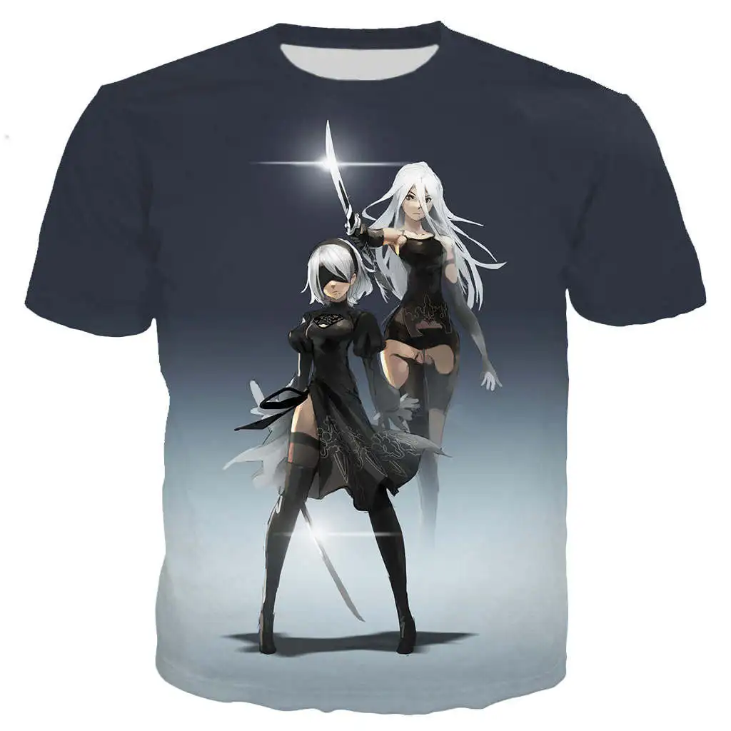 

2021 New Anime cool men T-shirt women Nier Automata 3D printed short sleeve t-shirts Harajuku style oversized t-shirt
