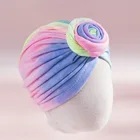 12 шт.лот, Детская шапка-тюрбан с круглым узелком, хлопковый тканевый Тюрбан-повязка на голову, подарок для будущей мамы