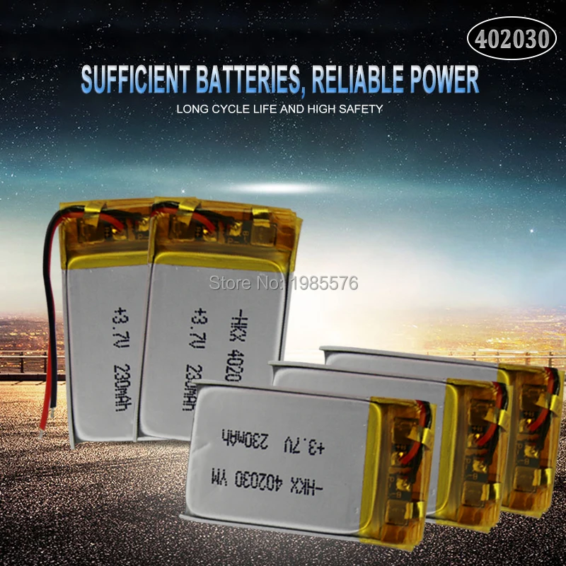 402030 042030 polymer lithium battery 3 7v 200mah rechargeable batteries for mp3 mp4 watches toy cell phone gps free global shipping