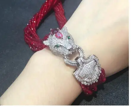 Застежка с головой леопарда 10 рядов аксессуары для рукоделия красный женский