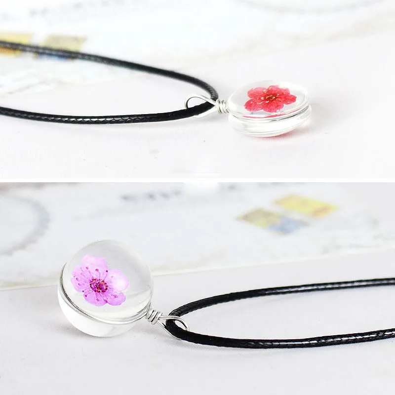 2019 черная Вощеная Веревка прозрачное стекло массивное ожерелье с подвеской