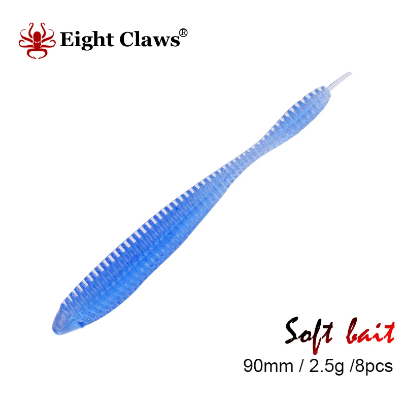 

EIGHT CLAWS Soft Bait Fishing Worm Lure 90mm 2.5g High Frequency Shocking Tail Soft Jiggng Lure Silicone Swimbait Wobbler