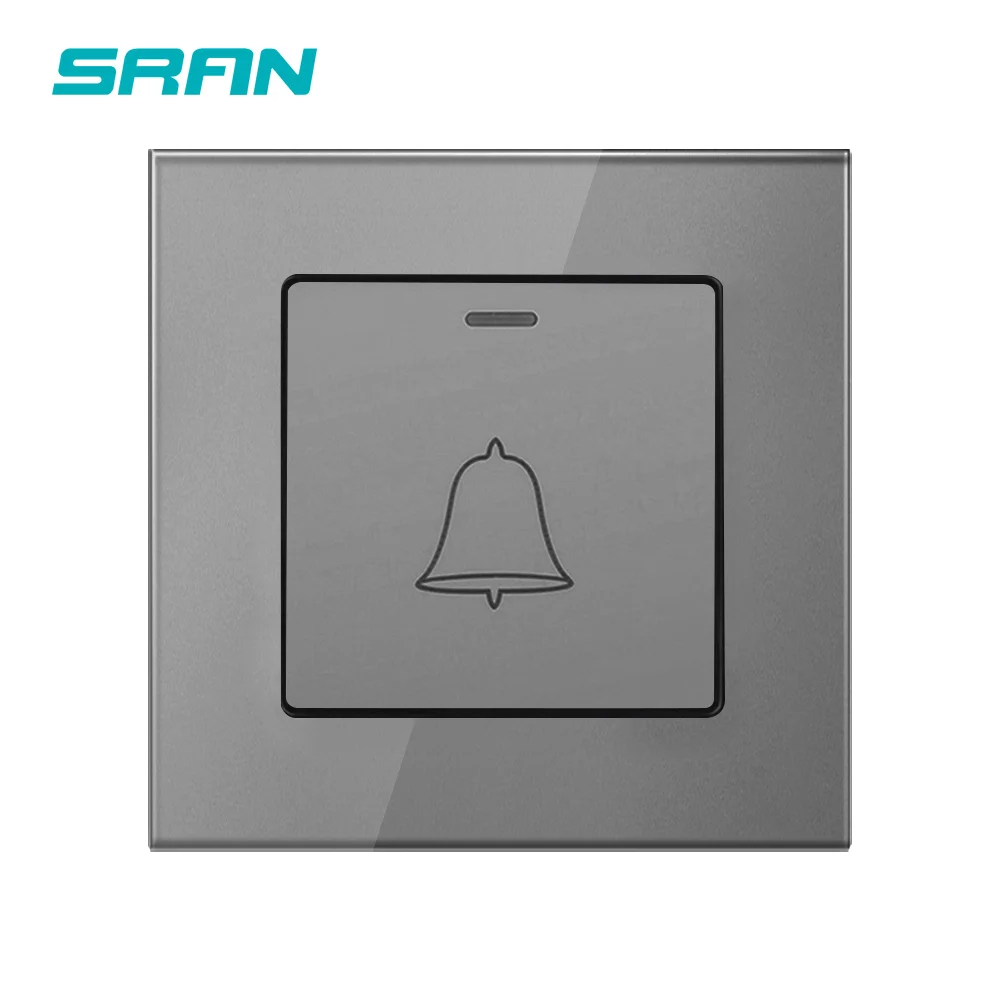 SRAN переключатель сброса дверного звонка затвор Хрустальное закаленное стекло