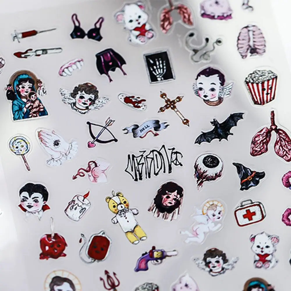 Nail Art Stickers Horror Halloween Series Scary Doll Bat Rabbit Butterfly Ultra-thin DIY Decoration |