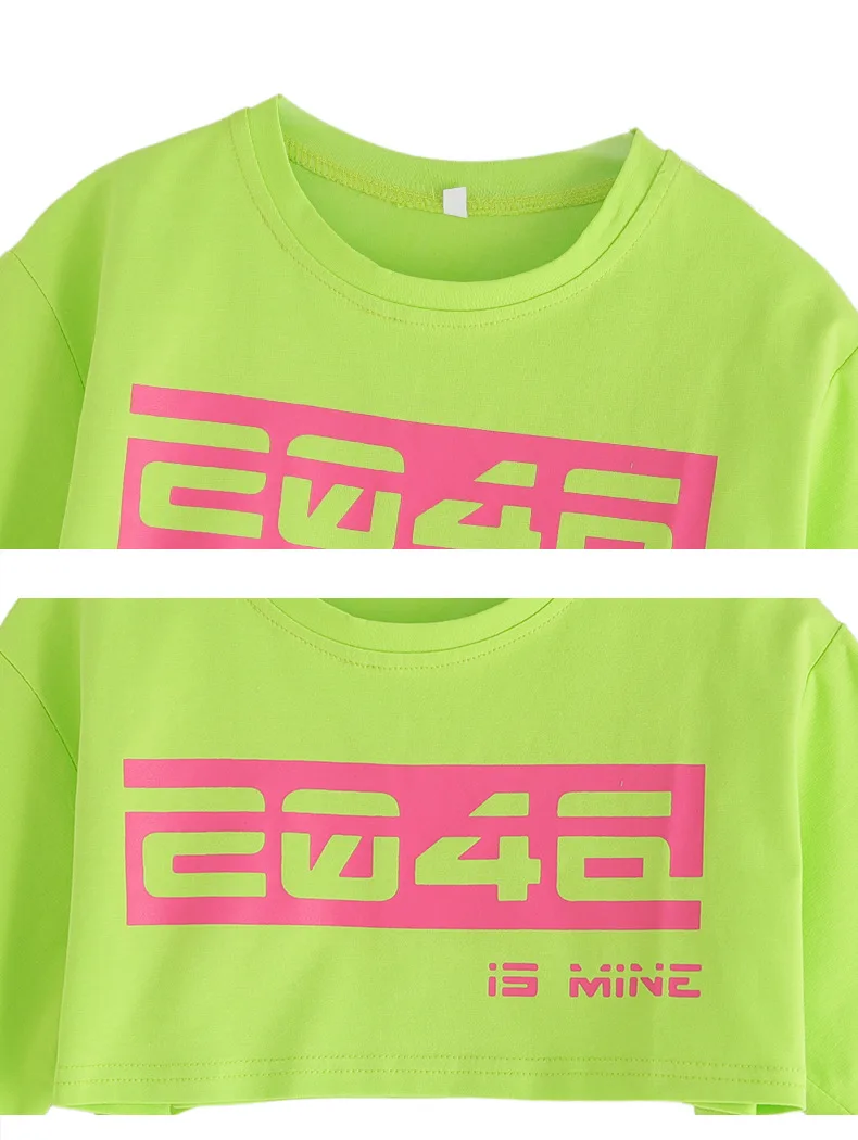 Одежда для девочек в стиле хип-хоп зеленый укороченный топ футболка белая майка