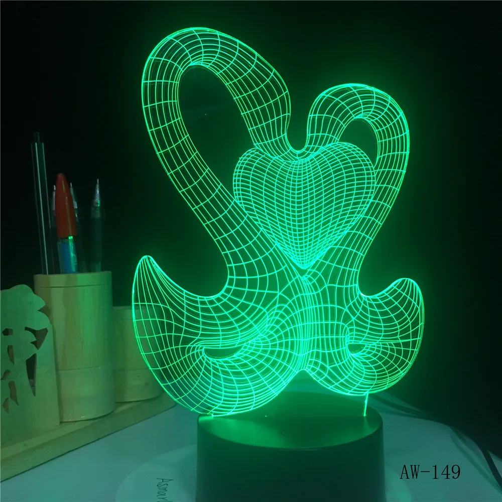 Новинка двойной лебедь животное 3D USB Светодиодная лампа любимый поцелуй стиль