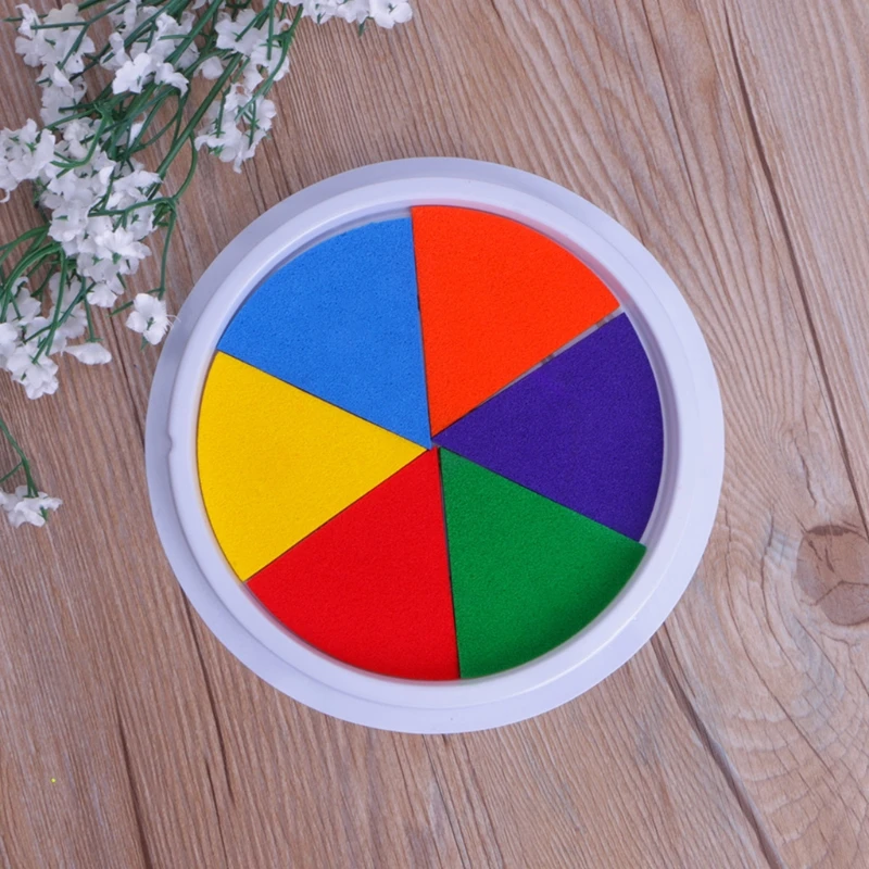 

6 Colors Ink Pad Stamp DIY Finger Painting Craft Cardmaking Large Round For Kids