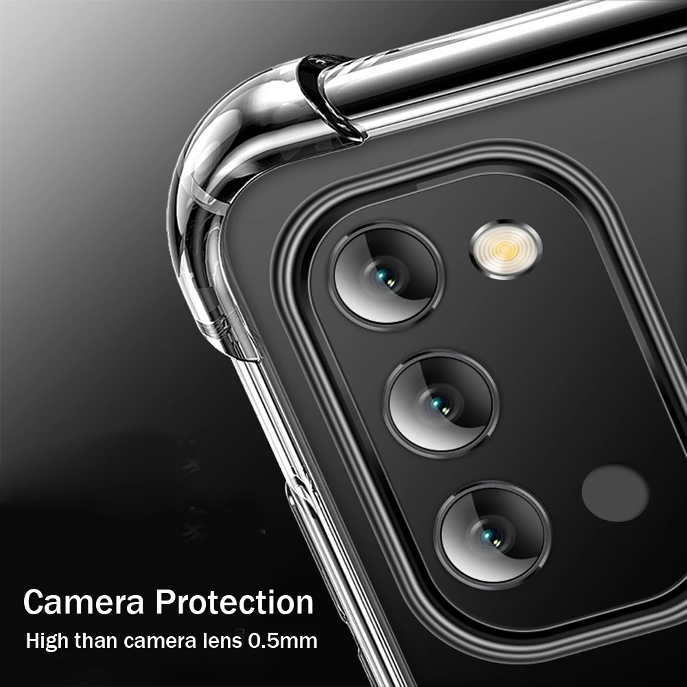 Shockproof Case For Samsung Galaxy S20 Ultra S10 Note 10 Plus A51 A71 A10s A20s Soft TPU Transparent Silicone Bumper Cover |