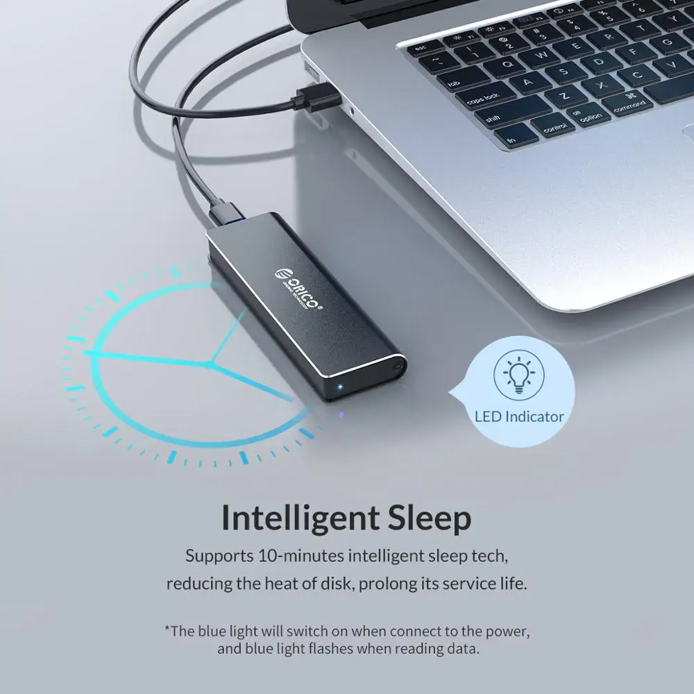 ORICO M.2 NVME SSD Enclosure Type C USB 3.1 SSD Case Support 10Gbps UASP M.2 USB NVME Enclosure Aluminum Hard Drive Disk Box
